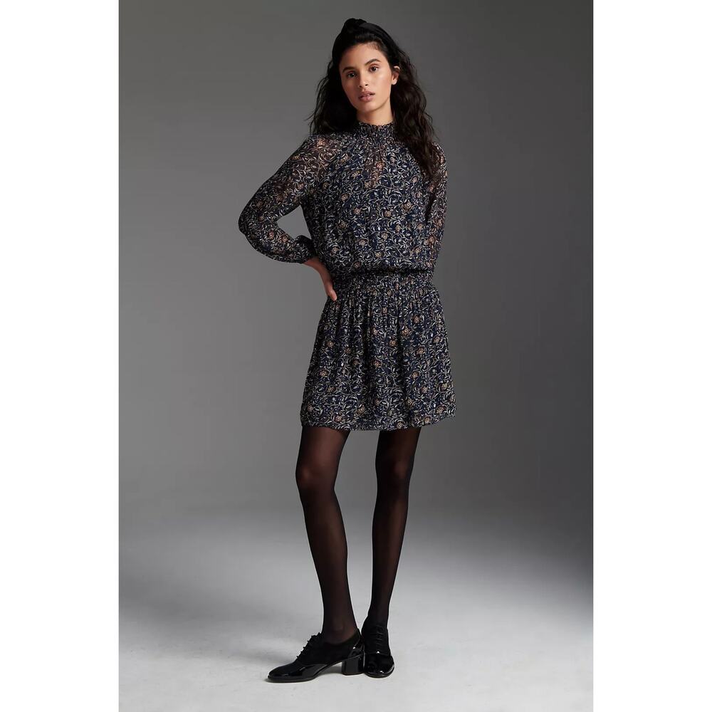 New Velvet By Graham & Spencer Kirsten Dress in Navy Floral Women's Size L